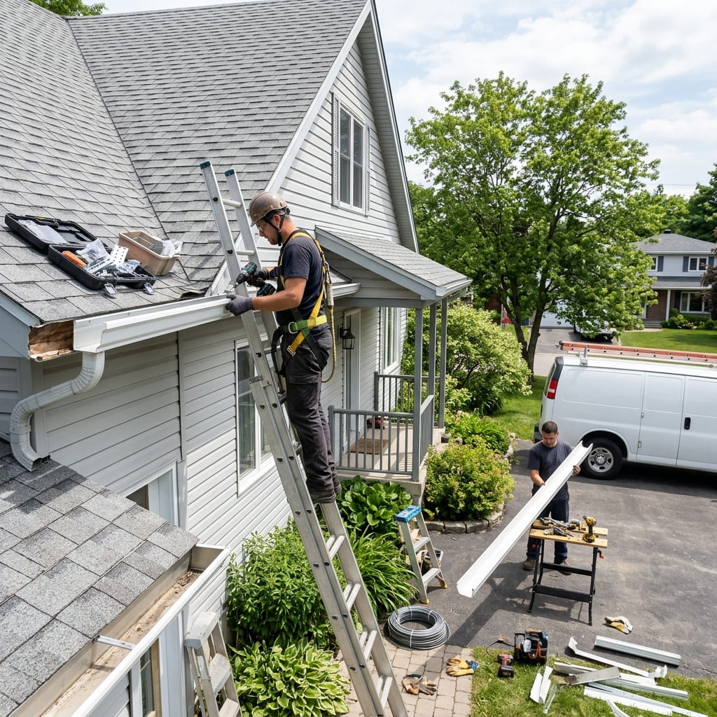 Seamless gutter installation on a Boise, Idaho home