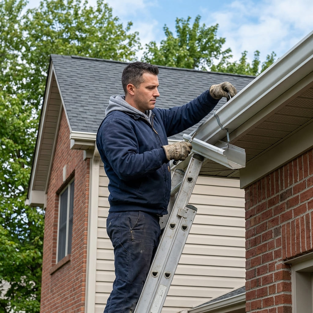 Gutter repair being carried out on a Boise, Idaho home
