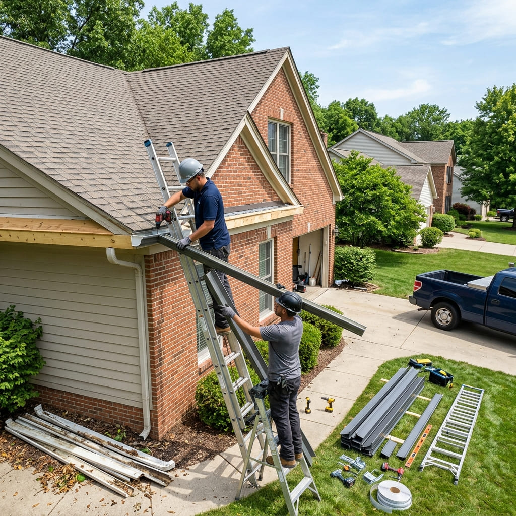 Gutter replacement in Boise, ID with the old failed gutter system removed from the fascia